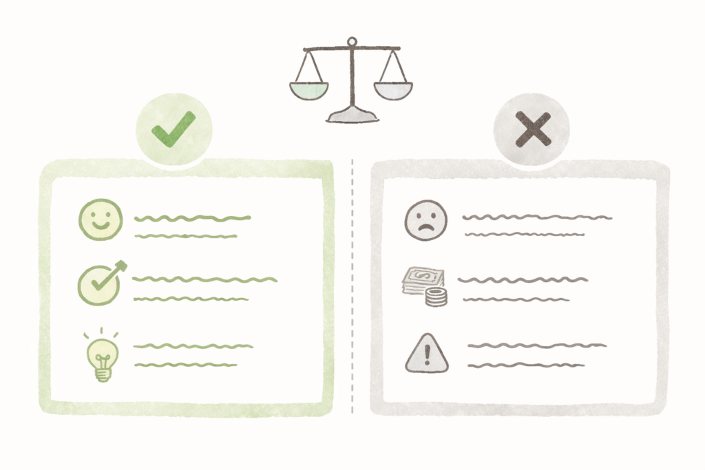 天神の良い口コミと悪い口コミを整理したイメージ