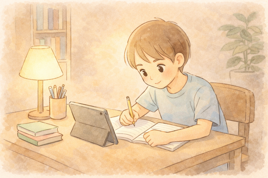 天神で理解を積み重ねながら学習する子どものイメージ