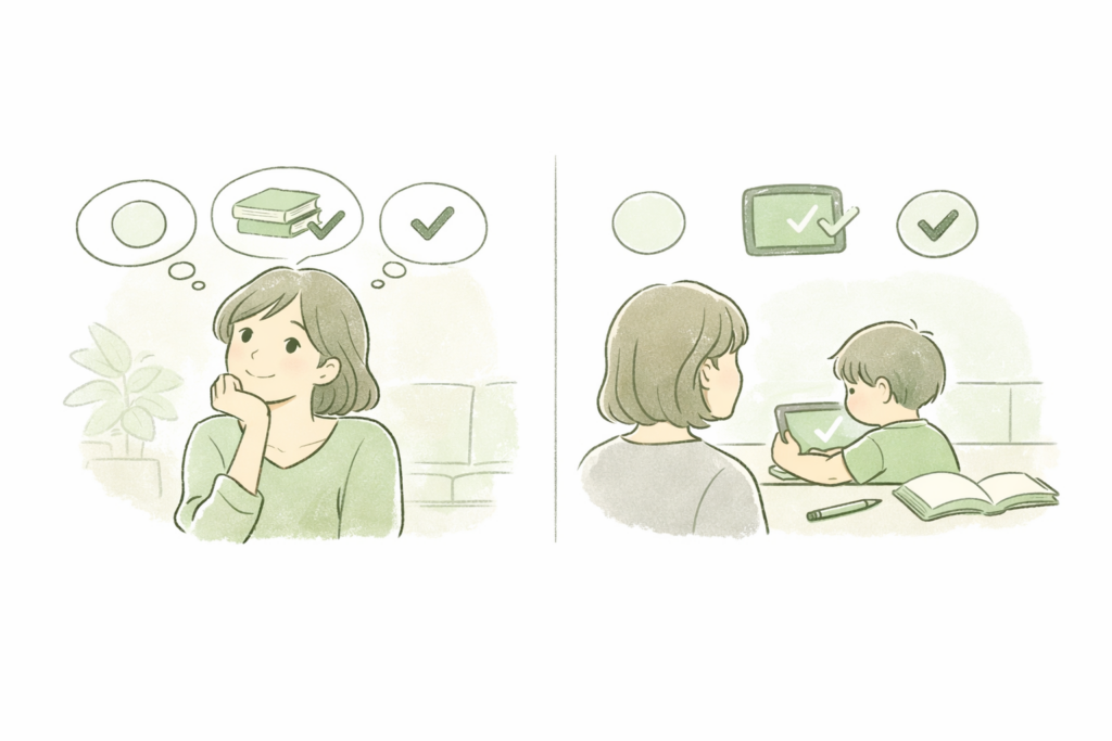 天神が向いていない子もいることをやさしく伝えるイメージ