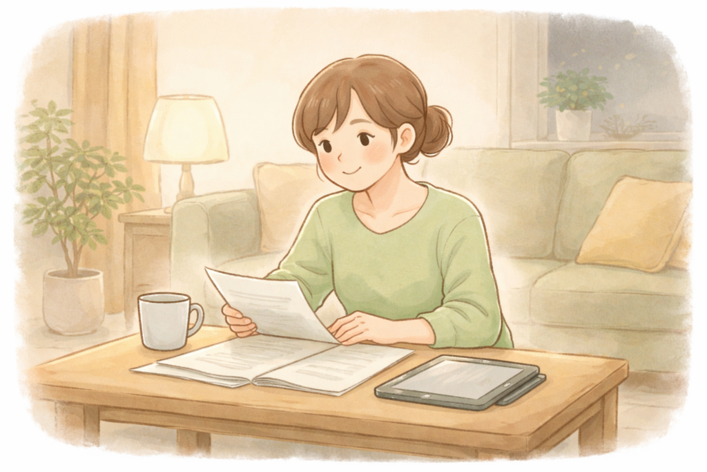 天神の料金や教材内容を確認して安心するママのイメージ