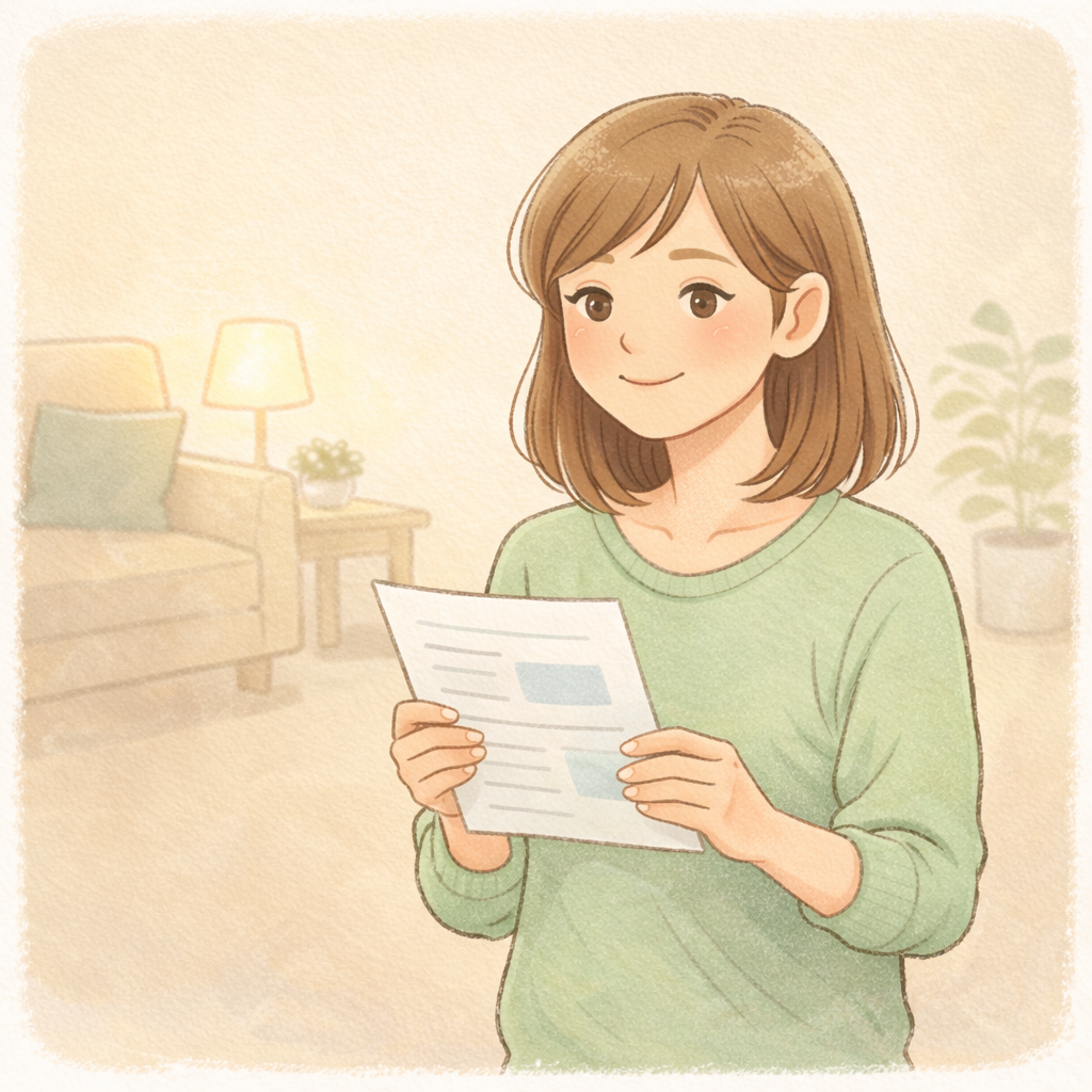 天神の資料請求を前向きに検討するママのイメージ