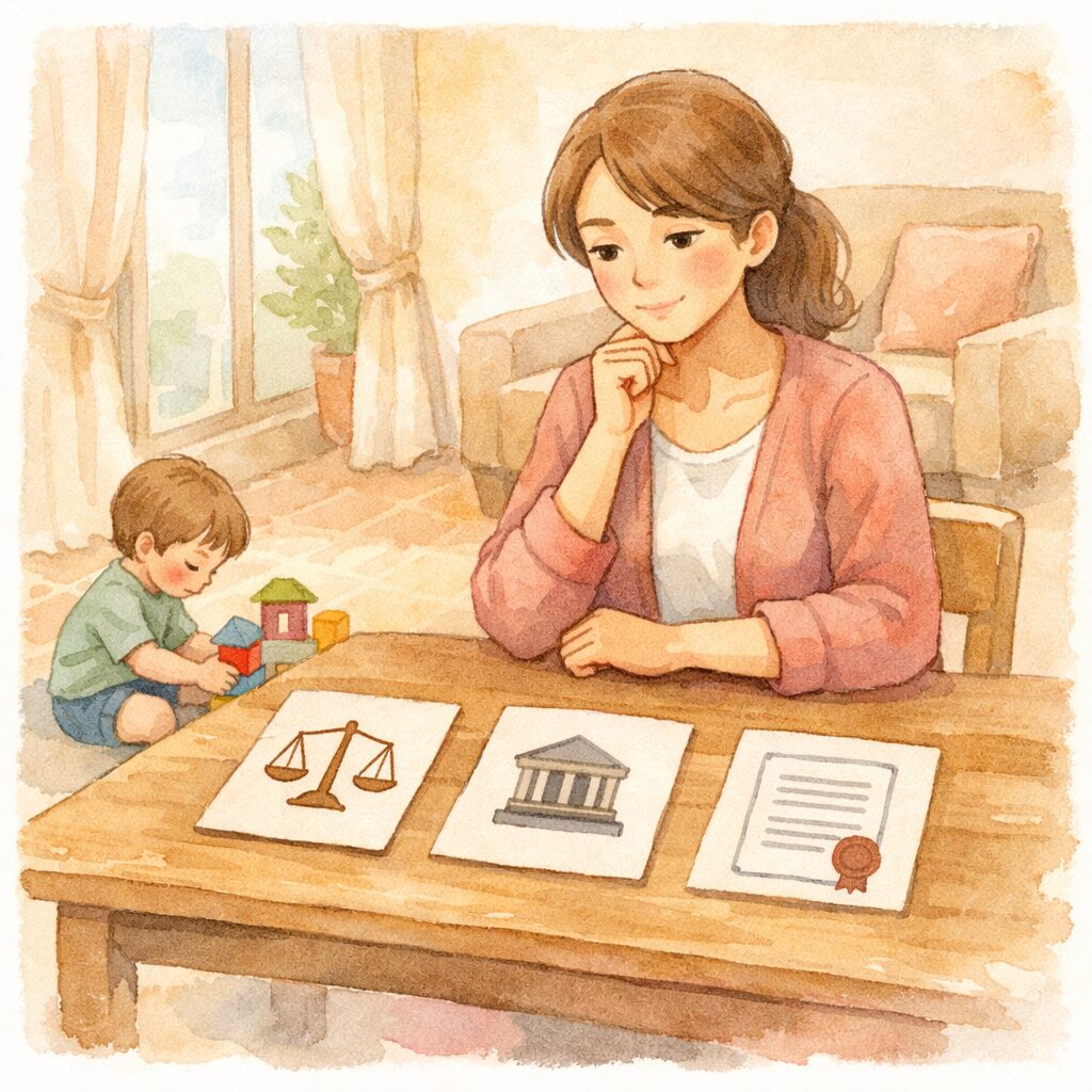 養育費を確実にもらう方法を比較するシングルマザーのイラスト